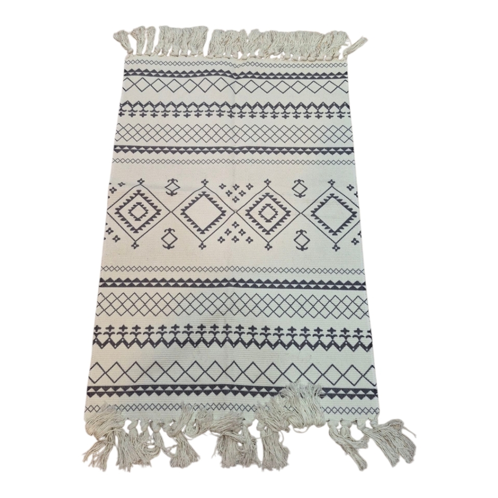 Boho Throw Rug White And Gray